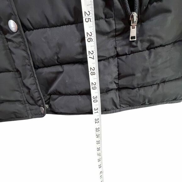 Tommy Hilfiger Puffer Coat Womens XL Black Faux Fur Trim Hooded Warm Outdoor Y2K - Picture 9 of 16